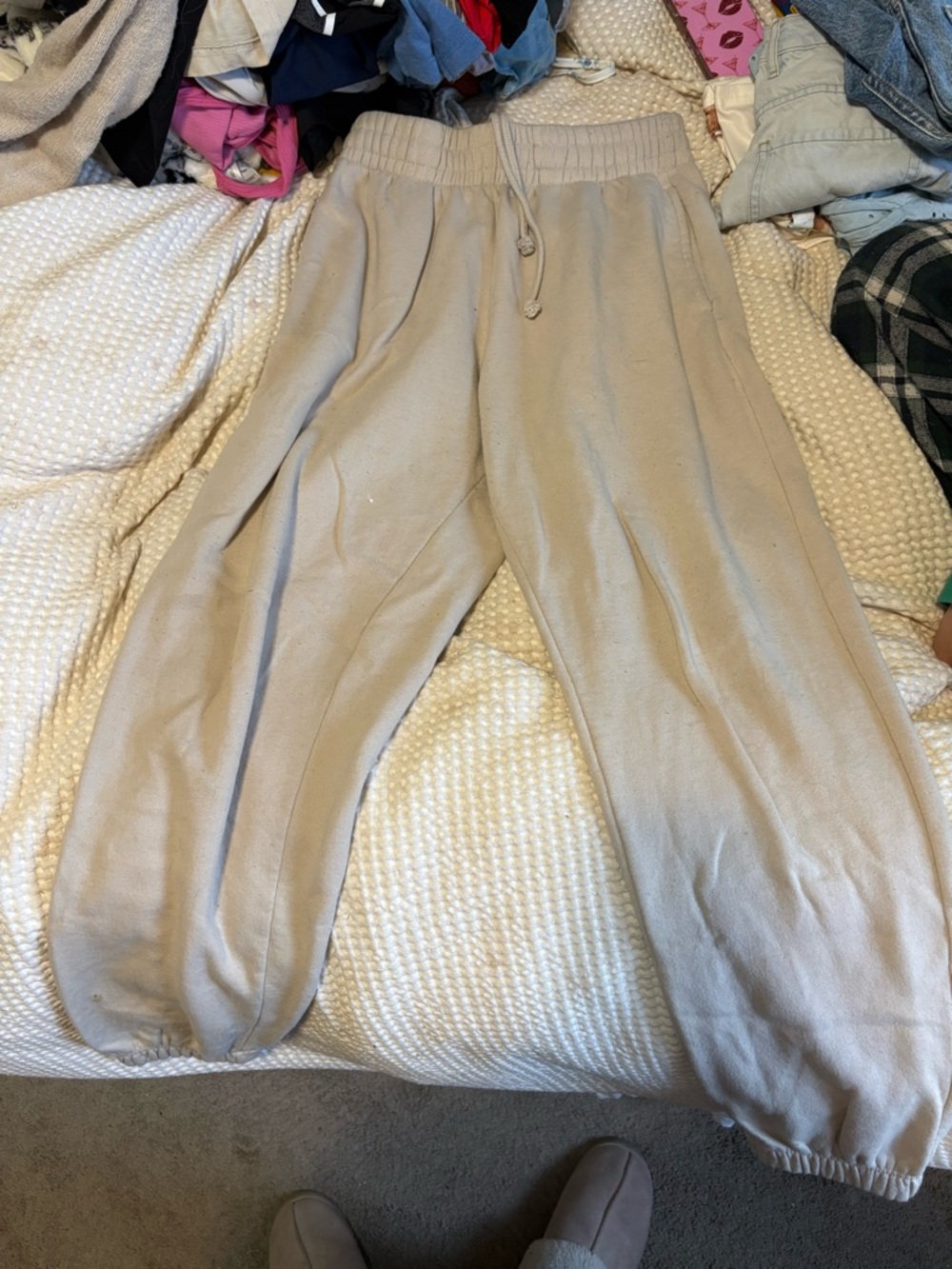 Garage Beige Drawstring Jogger Sweatpants
